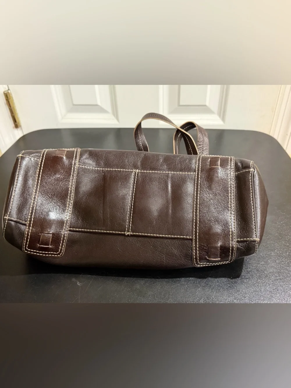Kenneth Cole Chocolate Brown Leather Shoulder Bag